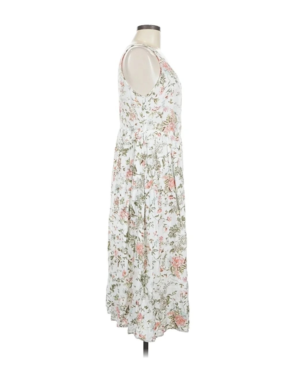 Frye White Floral Maxi Dress with Pink and Green Print - Picture 3 of 4